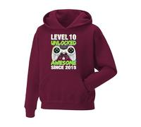 10 Year Old Boy Birthday Hoodie - Level 10 Unlocked Gamer Top | Awesome 2015 Birthday Gift Hooded top for Kids | Gaming Hoodie for Boys | Funny 10th Birthday Sweatshirt for Boys Born in 2015 UK