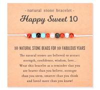 10 Year Old Girl Birthday Gifts, 10th Birthday Gifts for Girls, Natural Beads Stone Happy 10th Birthday Bracelet Gifts for 10yr Ten Year Old Girls Daughter Granddaughter Sister Niece