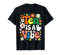 10 Year Old Girl Birthday Groovy 10 Ten Is A Vibe Boho T-Shirt