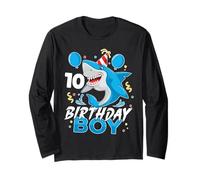 10 Year Old Kids Shark Birthday Gifting Ideas 10th Ten Year Long Sleeve T-Shirt