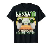 10 Year Old Level 10th Unlocked Birthday Gamer Since 2015 T-Shirt
