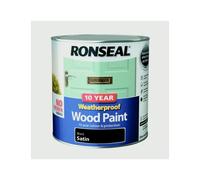 10 Year Weatherproof Satin Wood Paint, 2.5l Black, 2.5l Black, By Ronseal