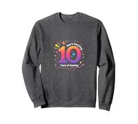 10 Years of Amazing Celebration Anniversary Milestone Sweatshirt, Adult Unisex, Dark Heather Grey, S