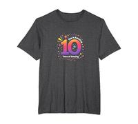 10 Years of Amazing Celebration Anniversary Milestone T-Shirt, Men's Big and Tall, Dark Heather Grey, 6X Tall