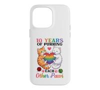 10 Years Of Purring Each Other Paws Cute Cats Anniversary Case for iPhone 14 Pro Max