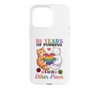 10 Years Of Purring Each Other Paws Cute Cats Anniversary Case for iPhone 15 Pro Max