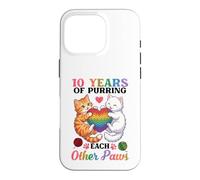 10 Years Of Purring Each Other Paws Cute Cats Anniversary Case for iPhone 16 Pro