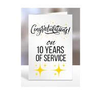 10 years of service card, for employee, colleague, boss, manager, supervisor, present, work anniversary, gifts for men, women, him, her, congratulations on 10th, A5-77_11