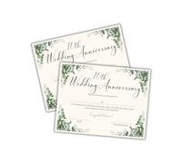 10 Years Wedding Anniversary Milestone Certificate on Linen 6pk 8.5x11” Decade Congratulations Celebration to Frame Keepsake Church Vow Renewal
