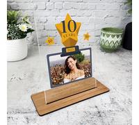 10 Years Work Service 10th Anniversary Photo Trophy Star Gift Employee Plaque - Acrylic Plaque, Personalised Thank You Present Gift Congratulations Present Gift