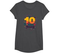 10 Years Young Celebratory Birthday Milestone T-Shirt, Girls, Dark Heather Grey, Large