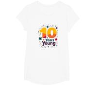 10 Years Young Celebratory Birthday Milestone T-Shirt, Girls, White, XS
