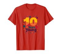 10 Years Young Celebratory Birthday Milestone T-Shirt, Men, Red, XL