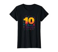 10 Years Young Celebratory Birthday Milestone T-Shirt, Women, Black, XS