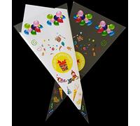 10 Yellow Coloured " Thank You for Coming " Cello Cone Party Bags - Packed by the CandyRushTM Charity -(18x37cm) Kids Cellophane Gift Bag for Candy Sweets & Treats