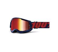 100% Goggles Strata 2 Motocross MX - Masego Blue Clear/Mirror Lens