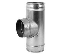 Ø100-100mm 4-4'' T-Piece Ventilation Reducer - Galvanised Steel T-Joint - Ducting Connector