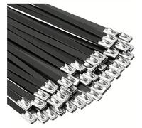 100/10PCS Metal Cable Ties Stainless Steel Black Coated Self-Locking Cables Tie Heavy Duty Zip-Exhaust Wraps Fastener(10PCS,4.6x200mm)