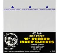(100) 12" Record Inner Sleeves - 3-Layers of Archival Quality, Anti-Static HDPE with Rice Paper Enclosed Insert for Extra Rigidity #12IM