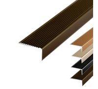 100/120cm Aluminum Stair Nosing Edge Trim, 4cm Non-Slip Metal Step Edge Protector, Wear-Resistant Waterproof Staircases Corner Trim(Brown,140cm/55in)