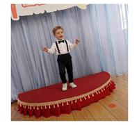 100/120cm Half Round Stage Platform with Red Skirt, Portable Semi-Circle Performance Platform for Classroom, Church, Wedding, Event Decor(Large)