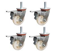 100/125/150mm Heavy Duty Threaded Stem Swivel Caster, M16 Metric Size Threaded Rod, Noiseless Nylon Industrial Caster with Brake,M16*150,6"/150mm