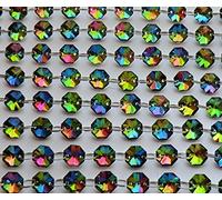100 14mm Octagon Silver Backed Vitrail AB Gothic Rainbow Chandelier Drops Parts Cut Glass Crystals Droplets Beads Ornaments Vintage Chic Wedding Charm Decorations Garlands Prisms Art Deco
