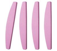 100/180 Grit Nail Files Set, 4Pcs Washable Professional Nail Files for Natural or Acrylic Nails, Double-Sided Half-Moon Fingernails Buffer File for Home Salon - Pink