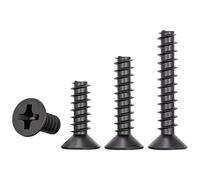100/200/500pcs M1.5 M1.6 M1.7 M2 M2.3 M2.6 M3 M3.5 M4 Iron Galvanized Cross Flat Head Screws Black Countersunk Bolt Screws(12mm,M3.5 (200PCS))