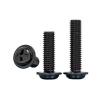 100/200/500pcs M1.7 M2 M2.5 M3 M4 Iron Hair Black Nail Cross Round Head with Cushion Screw Pan Head Machine Wire Bolt with Meson Screw(M3x4 (200PCS))