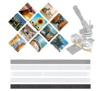 100/200 Sets 50 * 50mm Bage Button Maker Machine Supplies,DIY Square Fridge Magnet Button Pin Maker Machine Kit, Including Metal Cover, Plastic Back Cover, Clear Film, Blank Paper, Soft Magnet