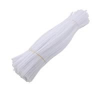 100/200pcs Chenille Stem Pipe DIY Creative Toys Chenille Sticks Cleaners Handmade Material Plush Strips(White,100PCS)