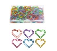 100/200Pcs Heart Shape Paper Clips Colored Metal Paperclip Document Organiser Clip for Document Journal Scrapbooking Creative Clips