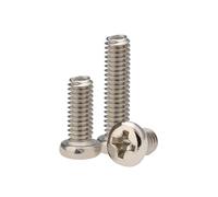 100/200pcs M1.6 M1.7 M2 M2.5 Length 3-30mm Nickel Plated Carbon Steel Cross Phillips Round Pan Head Screw Bolt(30mm,M2 (100pcs))