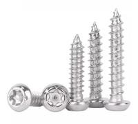 100/200pcs M2 .6 M3 .5 M4 M5 M6 304 Stainless Steel Round Head Plum Blossom With Pillar Needle Anti-theft Self Tapping Wood Screw(10mm,M2.6-200pcs)