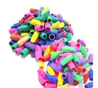 100 / 200Pcs Premium Rubber Eraser Toppers for Pencils in 5 Shades Ideal for School Work and Sketching Bright Eraser Headpieces for Pencils