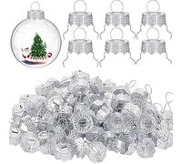 100/200Pcs Round Christmas Ornament Caps Hanger Strings Replacement Xmas Tree Ball Metal Cap for New Year Home DIY Decoration-200pcs silver cap-14mm