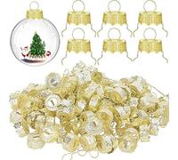 100/200Pcs Round Christmas Ornament Caps Hanger Strings Replacement Xmas Tree Ball Metal Cap for New Year Home DIY Decoration-200pcs gold cap-14mm