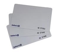 100 - 26 Bit H10301 125 KHz Printable CR80 Proximity Card AuthorizID Wiegand chip. Compatible with 1386 1326 7610 1586 1391 and 1346. Works with Nearly All Access Control Systems. Free tech Support.