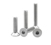 100-2pcs M1.6 M2 .5 M3 M4 M5 M6 M8 M10 304 Stainless Steel Hexagon Socket Flat Countersunk Head Allen Screw Bolts Hex