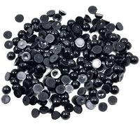 100-300 Pieces Reusable Plastic Half Round Imitation Pearl Flat Back Beads - Black, 4/6/8/10mm, Approx. 200 Pieces - Professional and Fashion