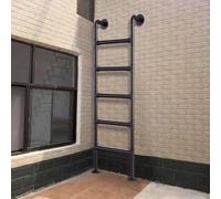 100-300cm Industrial Egress Ladder Metal Iron Height Climb Ladders Heavy Duty Deck Balcony Warehouse Ladder Loads 330lbs, Wall Mounted Durable Safety Fire Escape Ladder(140cm/55in)
