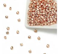 100-400pcs Gold Color Beads 4.0mm 6mm CCB Cube Crown Heart Pendant Star Spacer Loose Beads for Love Jewelry Making Bracelets DIY S-Q Cube 4.0mm Rose-400pcs