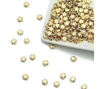 100-400pcs Gold Color Beads 4.0mm 6mm CCB Cube Crown Heart Pendant Star Spacer Loose Beads for Love Jewelry Making Bracelets DIY S-Flower 6mm KC-100pcs