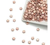 100-400pcs Gold Color Beads 4.0mm 6mm CCB Cube Crown Heart Pendant Star Spacer Loose Beads for Love Jewelry Making Bracelets DIY S-Flower 6mm Rose-200pcs