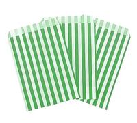 100 5" x 7" Green Candy Stripe Paper Sweet Bags | Water-Based Ink | Assembled in the UK