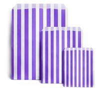 100 5" x 7" Striped Candy Sweet Paper Bags | Wedding Buffet Favour Cake Gift Pick n Mix Shop | Premium Quality UK Made (Purple, Qty: 100 Bags)