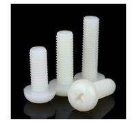100/50/20pcs M2 M2.5 M3 M4 M5 M6 M8 Metric Thread Black White Nylon Plastic cross Pan Head Cross Round Screw Bolt L= 4-60mm(White,60MM_M8 (20PCS))