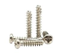 100-500pc M2 .3 .6 M3 .5 M4 Carbon Steel Cross Round Head Cutting Tail Self Tapping Nickel Plated Screw(12mm,M3-200pcs)