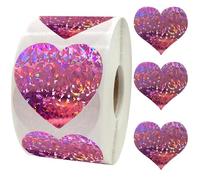 100-500pcs 1.5inch Laser Heart Stickers for Valentine's Day Pink Purple Sparkling Labels Wedding Party Love for Envelopes, Awards, DIY Decoration